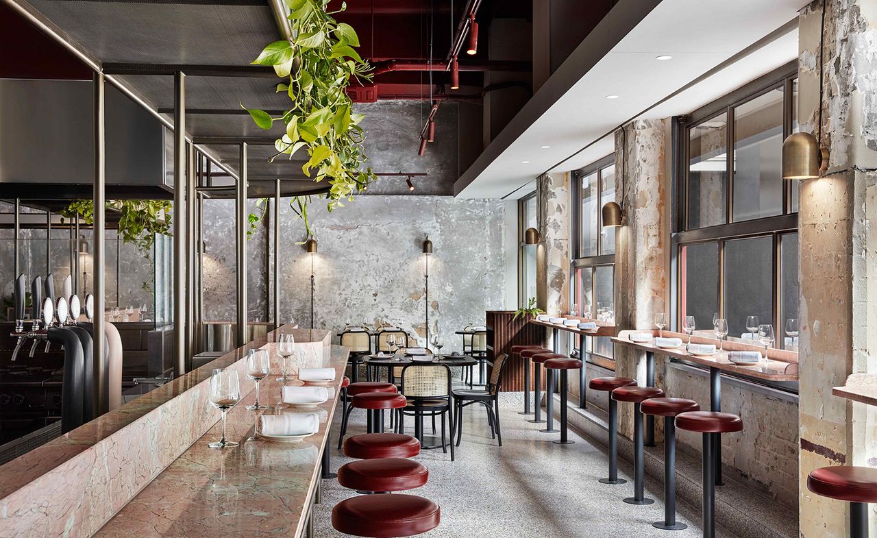 Stool seating at Pentolina restaurant, Melbourne, Australia