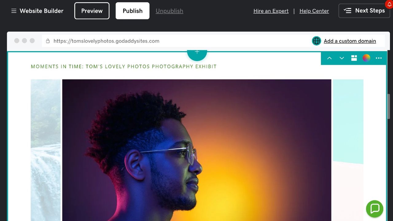 Screenshot of GoDaddy interface