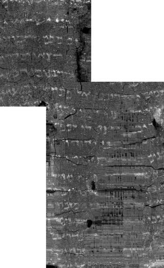 How the scroll may have originally looked – revealed by imaging software.