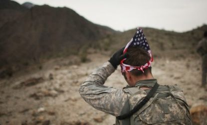 Sgt. Jarod Schroeder searches for a Taliban rocket-launching site: Gen. David Petraeus has stepped down as leader of America's military mission in Afghanistan, so that he can head the CIA.