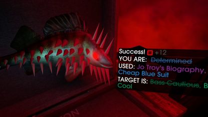 A successful roll against a talking bass fish in Moves of the Diamond Hand