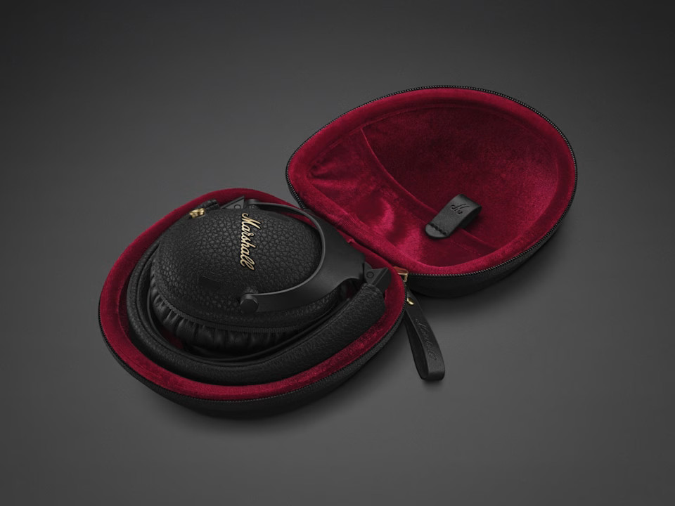Marshall Monitor III ANC headphones in their velvet-lined case