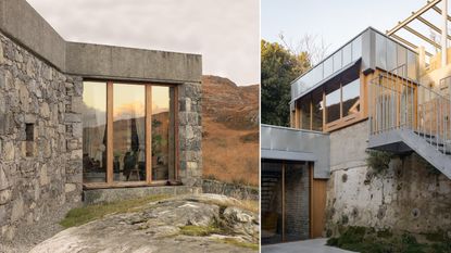 Caochan na Creige (left) by Izat Arundell, Hastings House (right) by Hugh Strange Architects