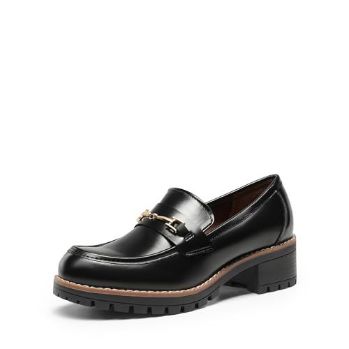 Dream Pairs Women's Chunky Loafers, Platform Comfortable Slip-On Dressy Business Casual Shoes, Sdls2410w Size 11,black-Pu