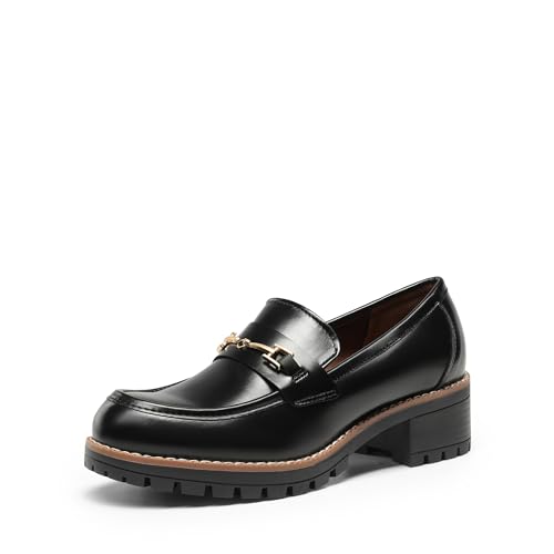 Dream Pairs Women's Chunky Loafers, Platform Comfortable Slip-On Dressy Business Casual Shoes, Sdls2410w Size 11,black-Pu