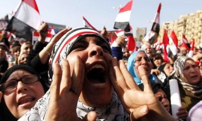 Demonstrators mark the first anniversary of Egypt's uprising