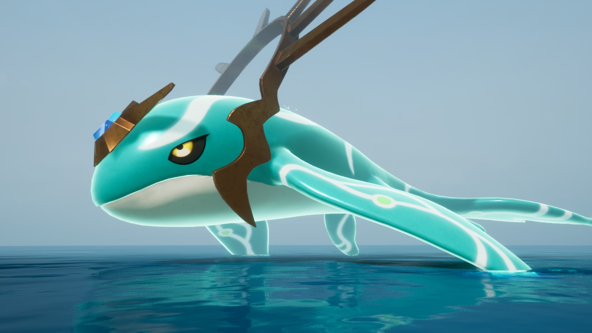Panthalus, a godly whale Pal in Palworld.