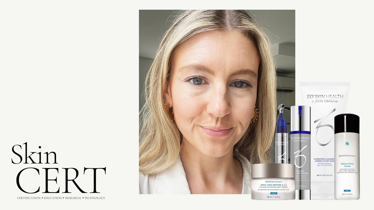 An image of Katie Thomas with skincare mentioned in the piece