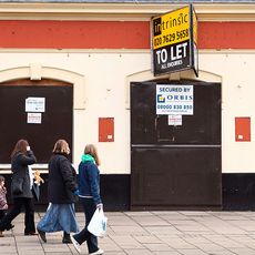 town and advertisement on street