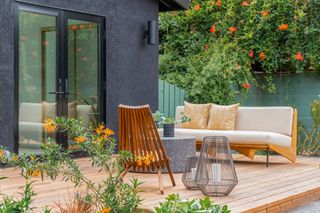 back deck with modern furnishings
