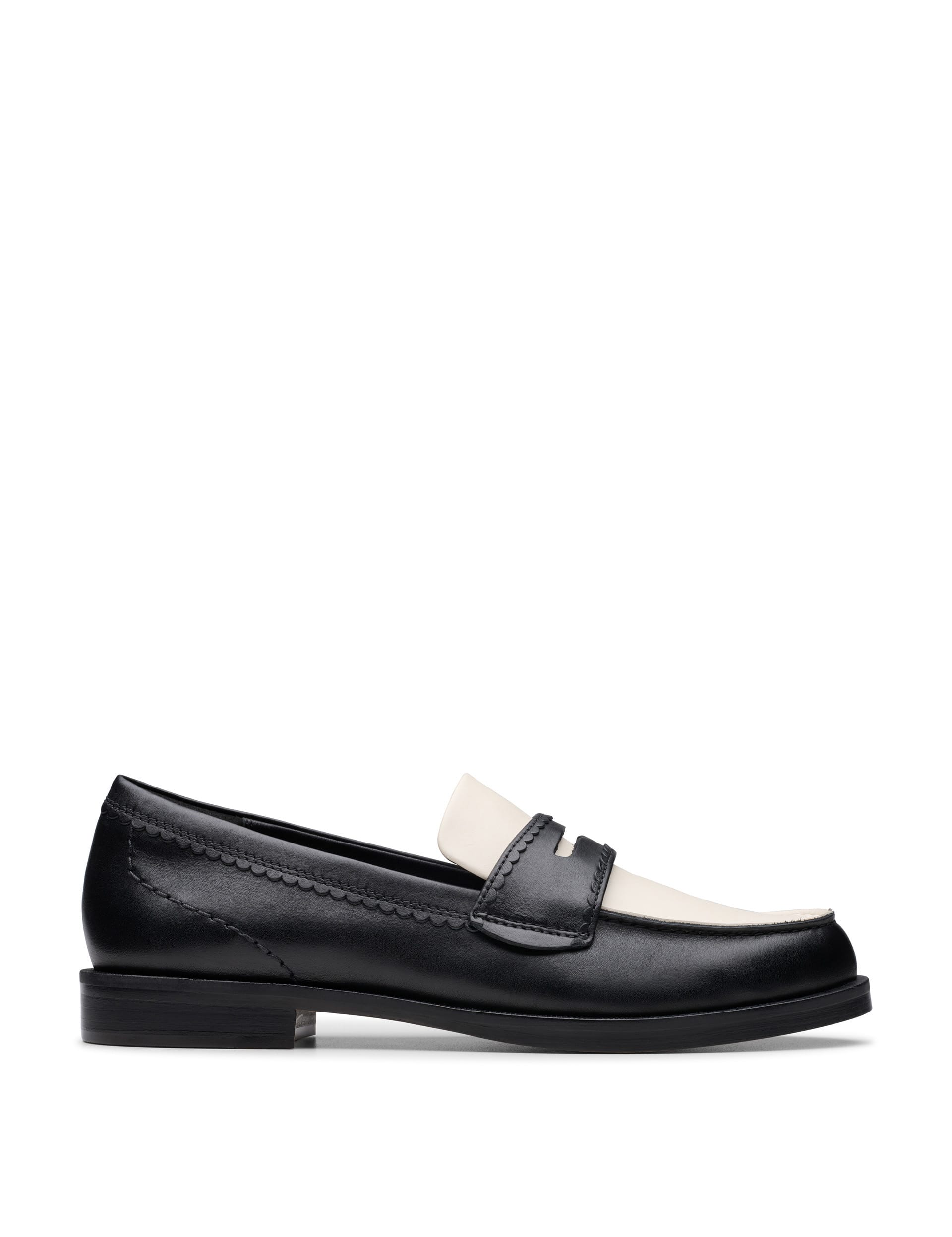 Leather Block Heel Loafers