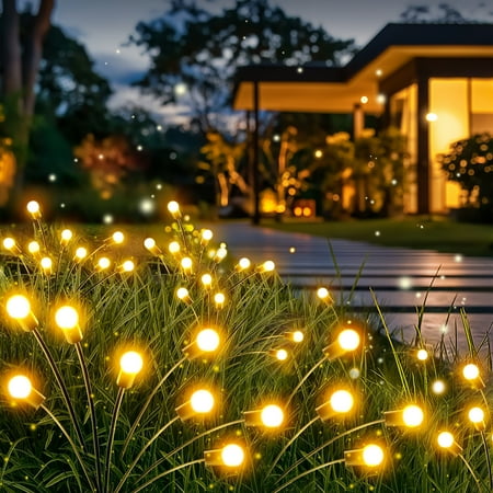 Charkee Solar Lights Outdoor Waterproof,2 Pack/8 Modes Led Firefly Lights for Garden Yard Decor