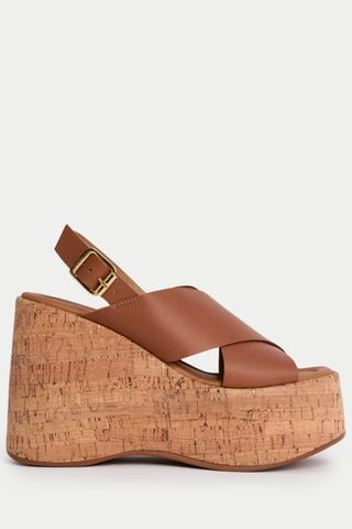 M&S Leather Crossover Ankle Strap Wedge Sandals