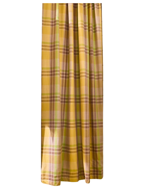 Yellow Lilac Plaid Shower Curtain