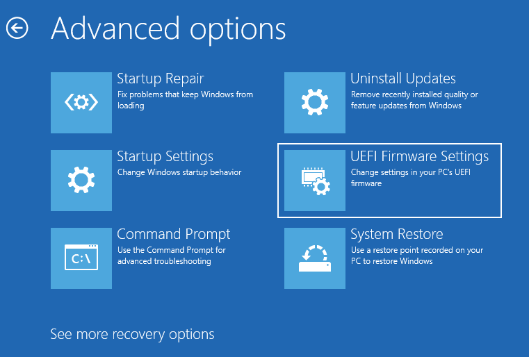 Click UEFI Firmware Settings