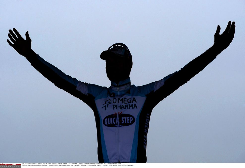 Tom Boonen's silouhette following the 2012 Paris-Roubaix
