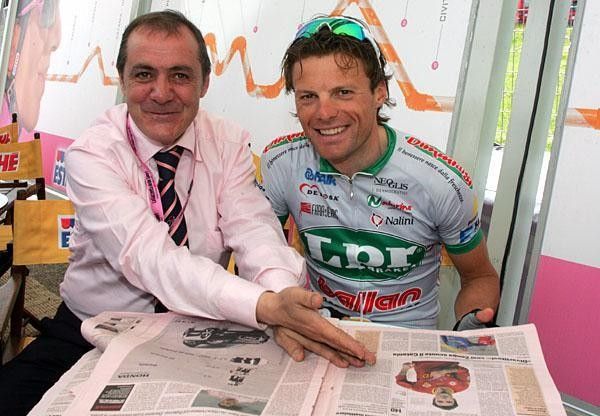 Danilo Di Luca reads the paper and finds out the latest standings.