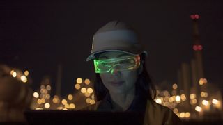 Lady wearing concept 3d VR glasses