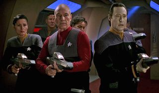 Star Trek: First Contact Picard and Data lead a hunting party through the Enterprise
