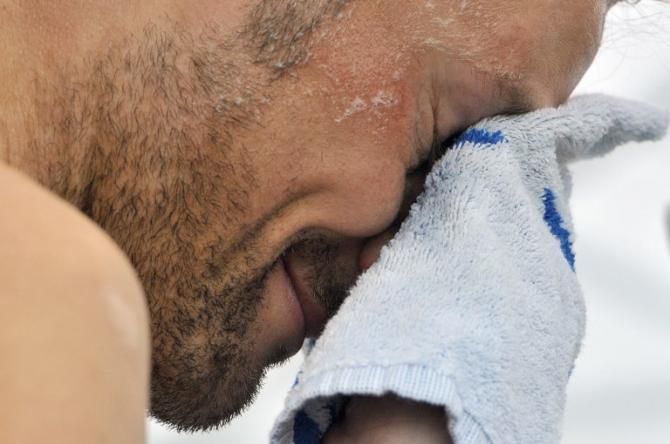 A moment of solitude for Tom Boonen (Omega Pharma - QuickStep) having won Paris-Roubaix for the fourth time in his career