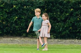 Prince George and Princess Charlotte attend The King Power Royal Charity Polo Day at Billingbear Polo Club on July 10, 2019 in Wokingham, England