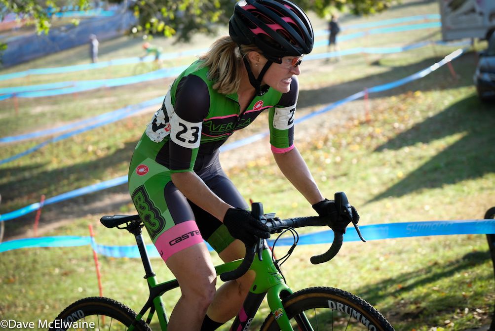 Leslie Lupien (Team Averica) riding a short climb with two laps to go on Day 2 of the Gran Prix of Gloucester