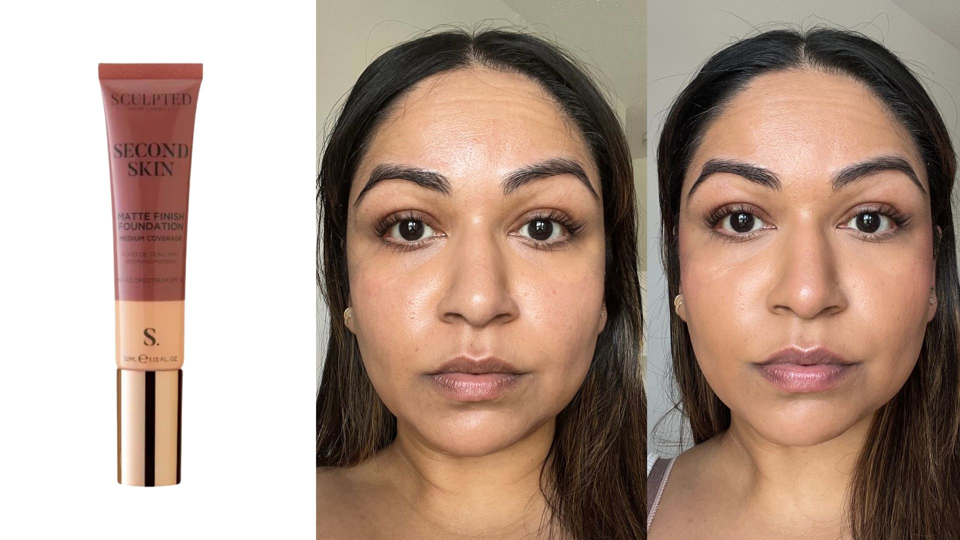 Before and after testing sculpted by aimee second skin foundation