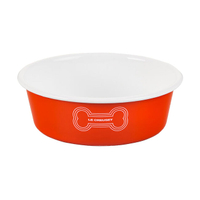 Le Creuset Medium Pet Bowl, $25
Crafted from human-grade carbon steel, the bowls are finished with a colorful glaze and our iconic three rings in a fetching dog bone design. Medium Bowl capacity is approximately 4 cups. 