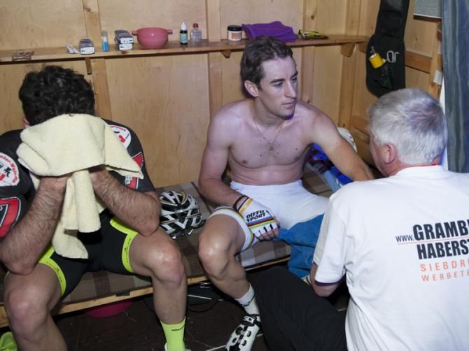 Vivien Brisse gets cleaned up after the Madison