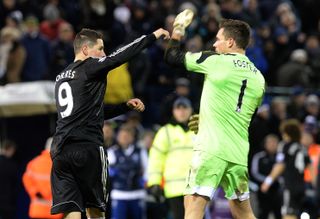 Torres (left) and West Brom goalkeeper Ben Foster have a dispute following a 1-1 draw at the Hawthorns