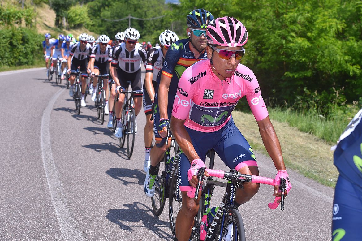 Nairo Quintana in the peloton on the final mountain stage of the Giro d'Italia