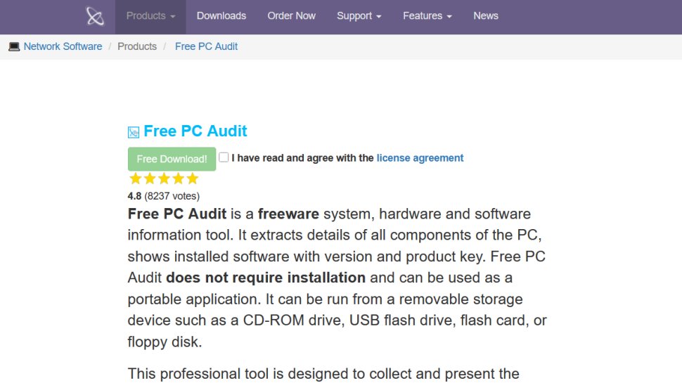 Free PC Audit website screenshot (February 2026).