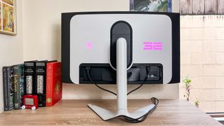Alienware 32 QD-OLED review unit on desk
