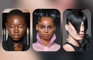 Cyber punk runway beauty looks at Lutz Huelle, Anrealage, and Mugler during S/S 25 Fashion Month