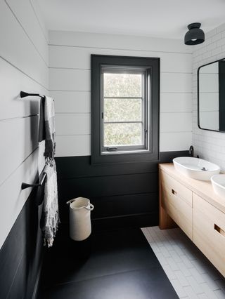 A black and white bathroom