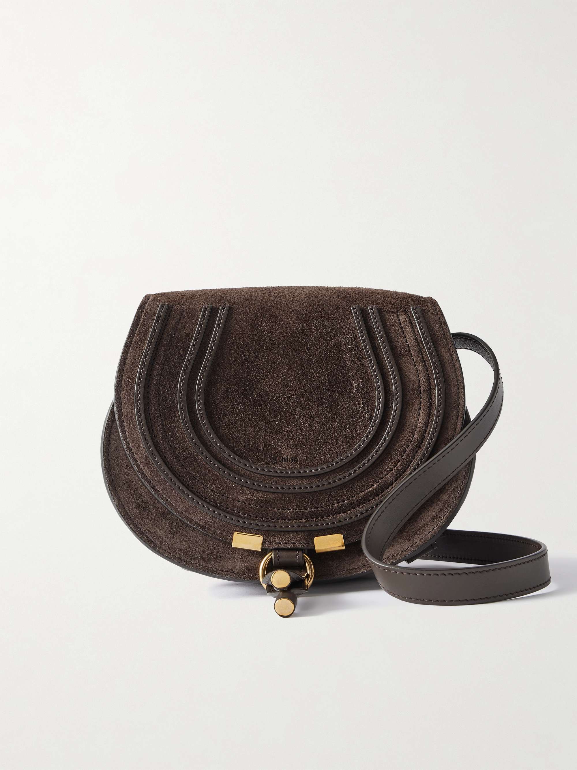 Marcie Leather-Trimmed Suede Shoulder Bag