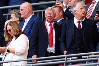 Former Manchester United manager Sir Alex Ferguson attends the 2024 FA Cup final between Manchester City and Manchester United at Wembley Stadium, London.