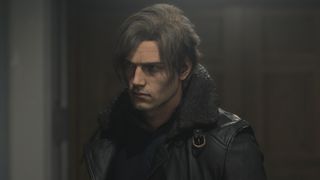 Leon frowns in the care center in Resident Evil Requiem