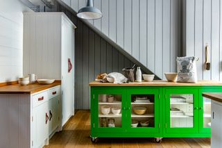 Bright green kitchen chest