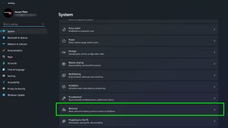 Navigate to Settings->System->Recovery