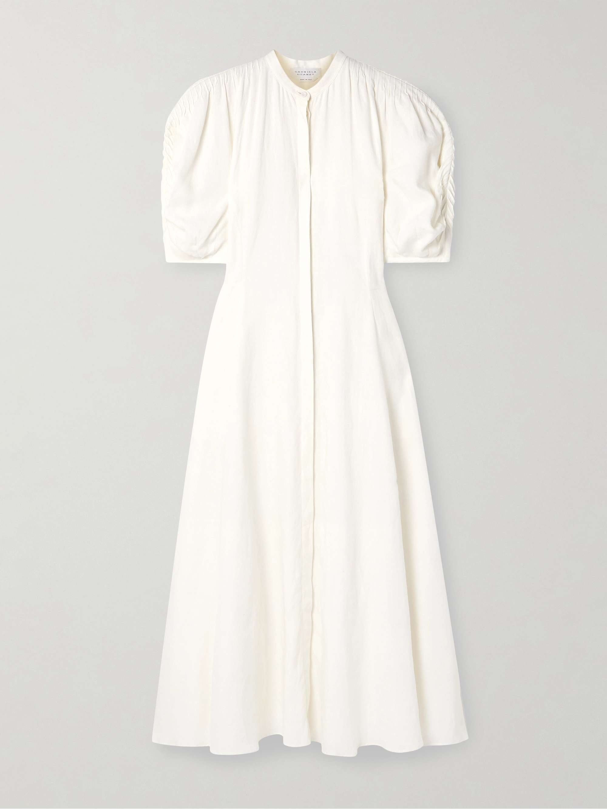 Arabella Pintucked Linen Maxi Dress