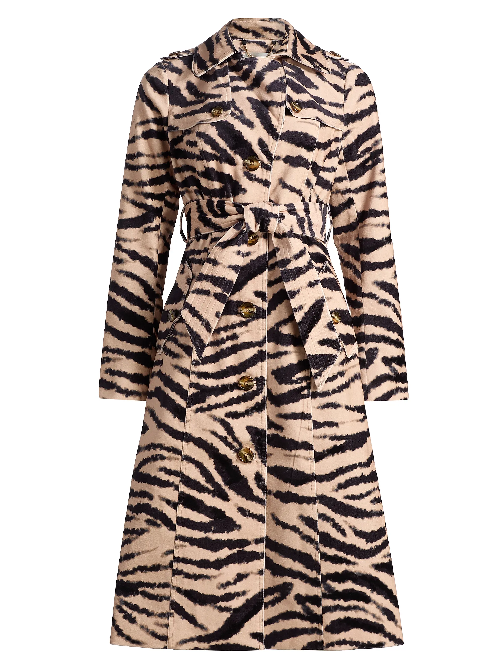 Karlie Zebra-Print Trench Coat