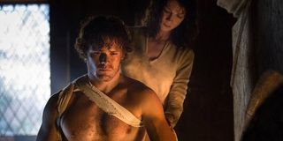 Sam Heughan as Jamie shirtless on Starz's Outlander