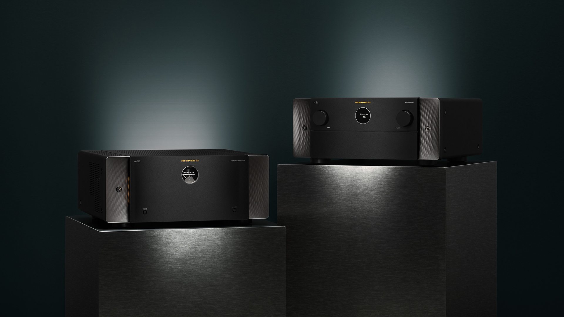 Marantz AV 20 and AMP 20 home cinema components (lifestyle shots)