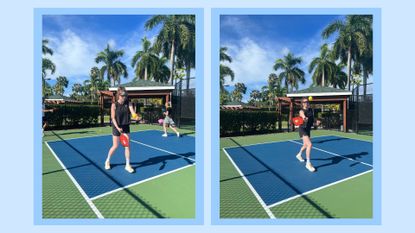 Health Editor Grace Walsh playing pickleball for beginners