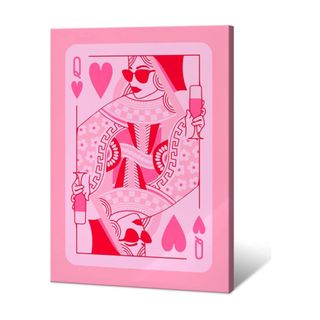 Pink playing card wall art canvas