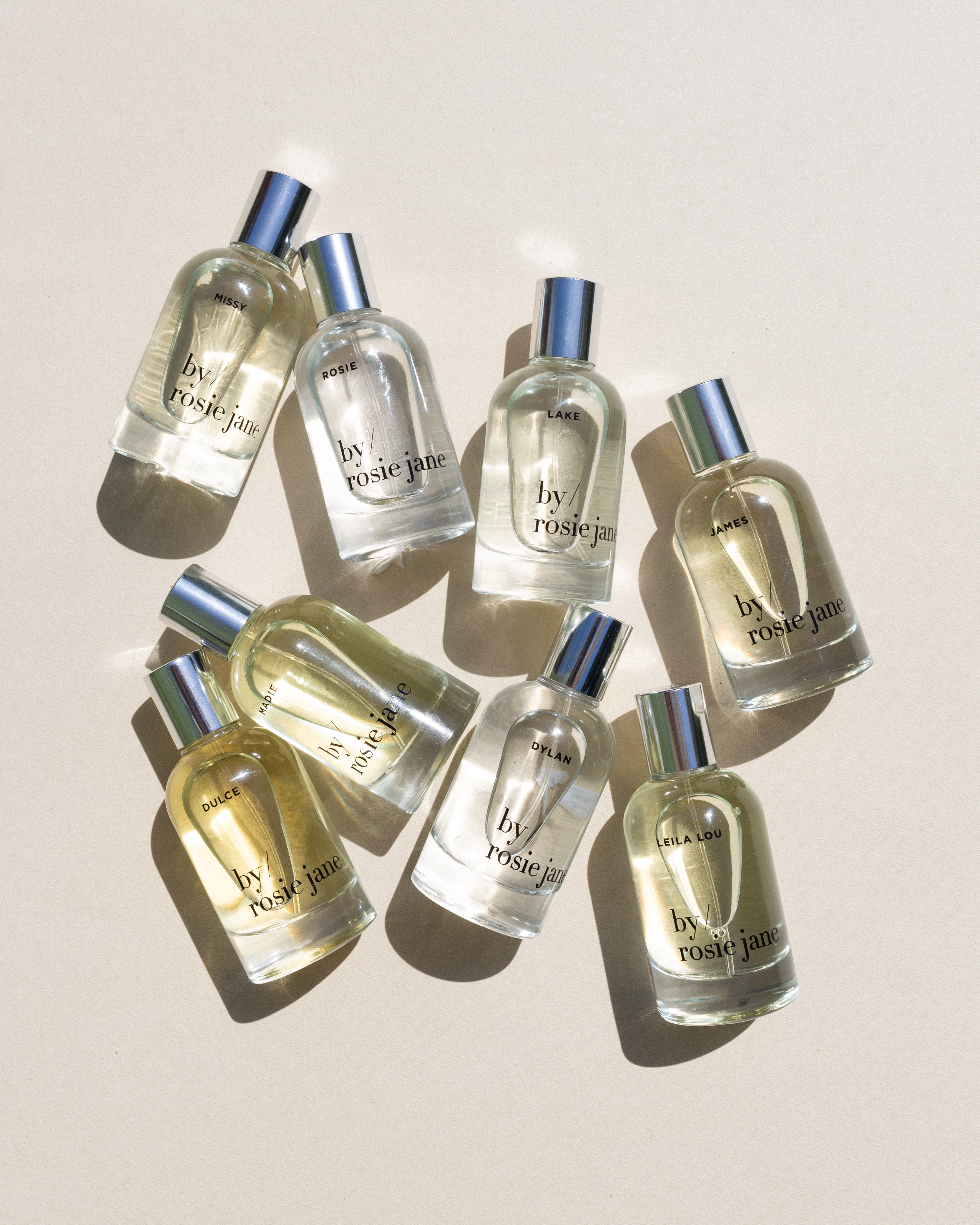 Bottles of By Rosie Jane perfumes.