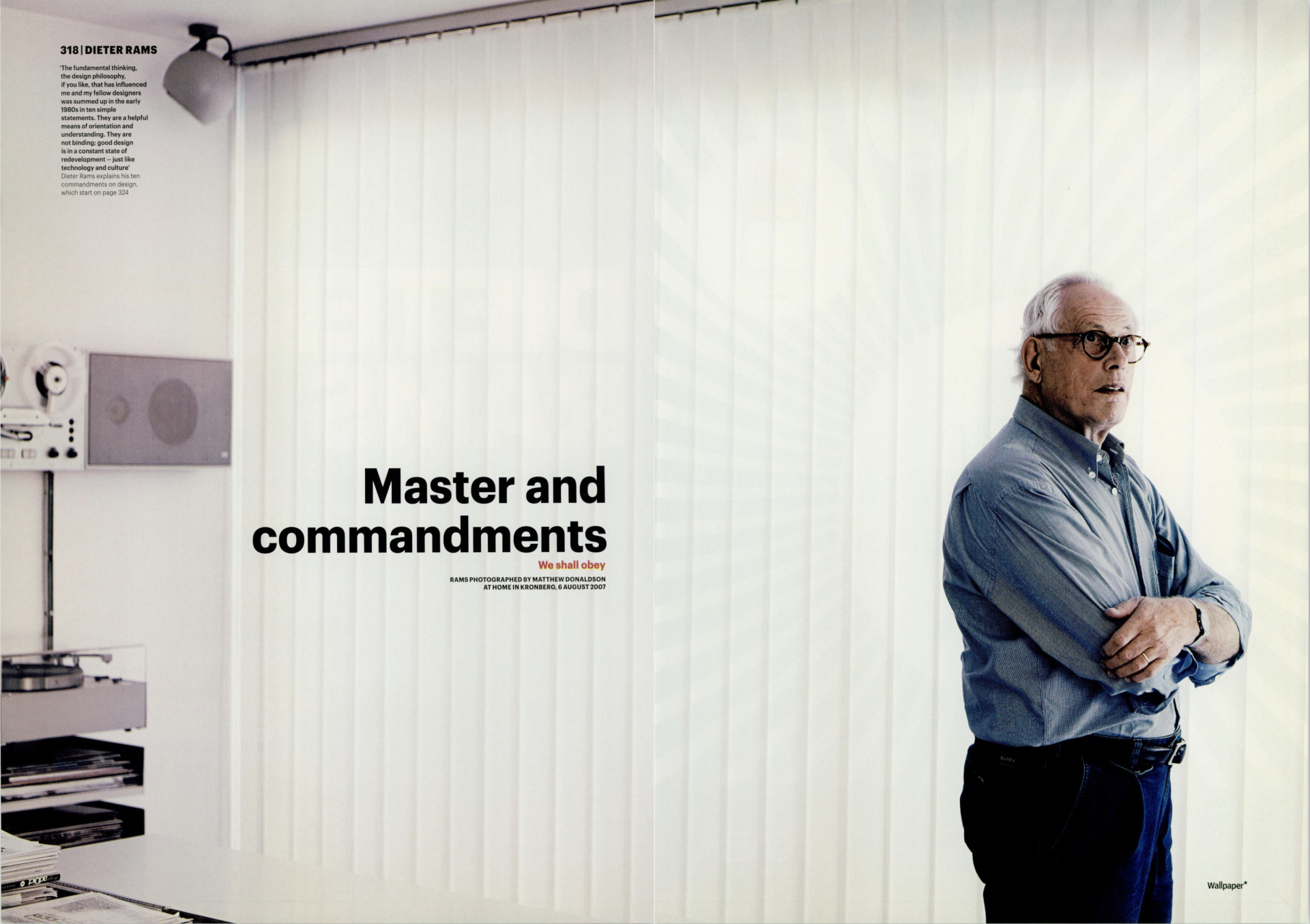 Dieter Rams photographed at home in Kronberg by Matthew Donaldson for Wallpaper*, on 6 August 2007