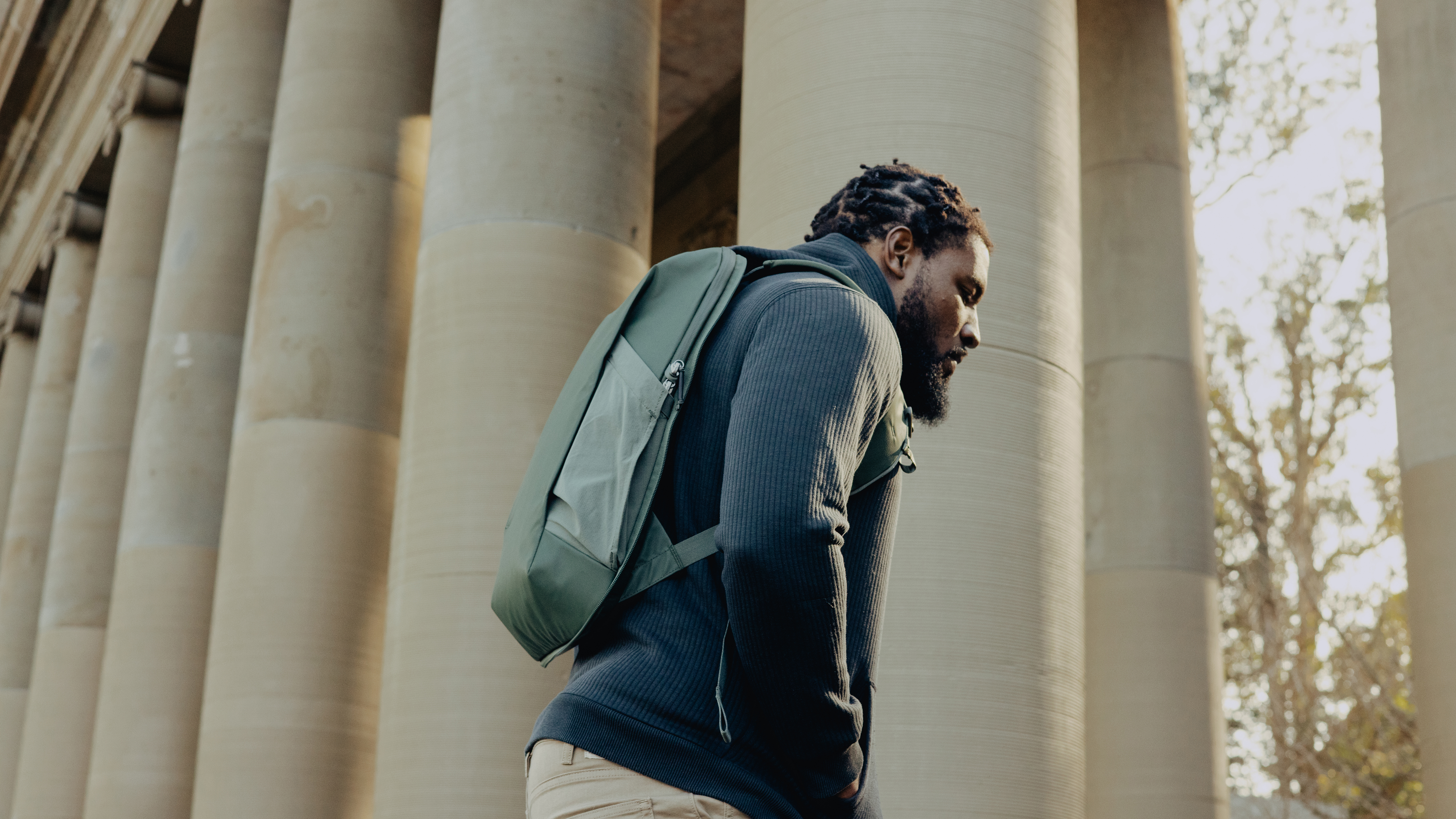 The Peak Design Travel Backpack 2-in-one worn as just the daypack