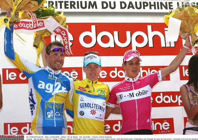 Christophe Moreau, Levi Leipheimer and Bernhard Kohl on the podium in 2006